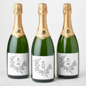 Étiquettes Pour Bouteilles De Vin Mousseux Élégant Mariage Monogram Crest (Bouteilles)
