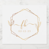 Étiquettes Pour Bouteilles De Vin Mousseux Élégant Mariage Monogramme Or Blanc (Étiquettes simples)