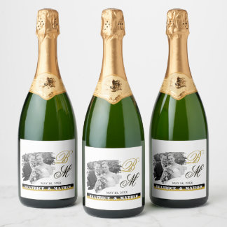Étiquettes Pour Bouteilles De Vin Mousseux Elégant mariage photo Étiquettes de vin, Anniversa