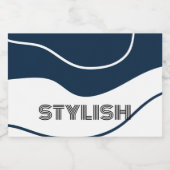 Étiquettes Pour Bouteilles De Vin Mousseux Elégant & moderne bleu & blanc (Étiquettes simples)