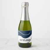 Étiquettes Pour Bouteilles De Vin Mousseux Elégant & moderne bleu & blanc (Devant)