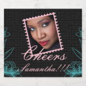 Étiquettes Pour Bouteilles De Vin Mousseux Elégant Nom de la fête noire (Étiquettes simples)