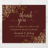 Étiquettes Pour Bouteilles De Vin Mousseux Elégant or et Mariage Brown Auburn Merci (Étiquettes simples)