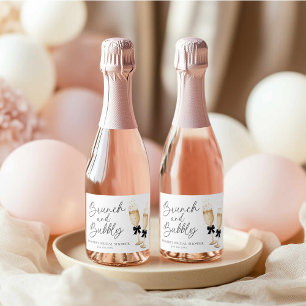 Étiquettes Pour Bouteilles De Vin Mousseux Élégant Petit Déjeuner de Mariée et Bulles