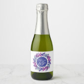 Étiquettes Pour Bouteilles De Vin Mousseux Élégant rose et pourpre 65e anniversaire (Devant)