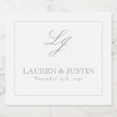 Étiquettes Pour Bouteilles De Vin Mousseux Élégant Sage Green Classic Monogramme Mariage de s (Étiquettes simples)