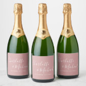 Étiquettes Pour Bouteilles De Vin Mousseux Élégant script de signature Dusty Rose Mariage (Bouteilles)