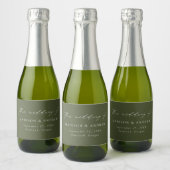 Étiquettes Pour Bouteilles De Vin Mousseux Élégant script moderne Mariage vert olive (Bouteilles)