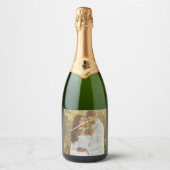 Étiquettes Pour Bouteilles De Vin Mousseux Élégant Script Photo Love Story Mariage (Devant)