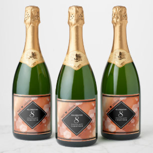 Étiquettes Pour Bouteilles De Vin Mousseux Élégante 8ème anniversaire du Mariage de bronze