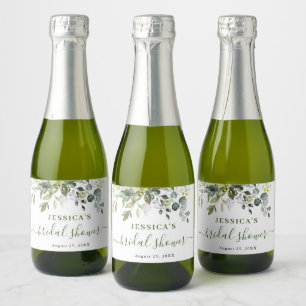 Étiquettes Pour Bouteilles De Vin Mousseux Elégante aquarelle Eucalyptus Fête des mariées Cha