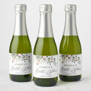 Étiquettes Pour Bouteilles De Vin Mousseux Elégante aquarelle Fête des mariées Eucalyptus