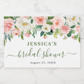 Étiquettes Pour Bouteilles De Vin Mousseux Elégante aquarelle Fête des mariées rose pâle (Étiquettes simples)