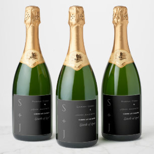 Étiquettes Pour Bouteilles De Vin Mousseux Élégante bouteille de Mariage de fête de la bière