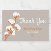 Étiquettes Pour Bouteilles De Vin Mousseux Élégante Branche de coton "Merci" Custom Sparklin (Étiquettes simples)