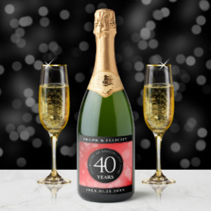 Étiquettes Pour Bouteilles De Vin Mousseux Élégante célébration du 40e anniversaire du Mariag