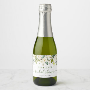 Étiquettes Pour Bouteilles De Vin Mousseux Elégante Fête des mariées Eucalyptus White Roses