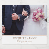 Étiquettes Pour Bouteilles De Vin Mousseux Élégante photo Mariage de script doré (Étiquettes simples)