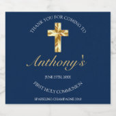 Étiquettes Pour Bouteilles De Vin Mousseux Elégante réception de première communion Croix d'o (Étiquettes simples)