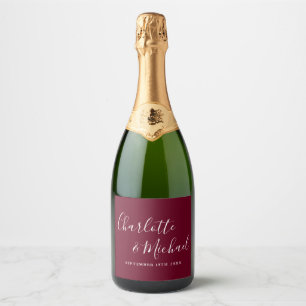 Étiquettes Pour Bouteilles De Vin Mousseux Élégante signature script mariage bordeaux