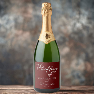 Étiquettes Pour Bouteilles De Vin Mousseux Élégante typographie bourguignonne Mariage du soir