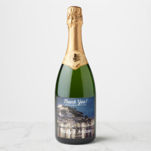 Étiquettes Pour Bouteilles De Vin Mousseux Elégante ville croate bleue la nuit