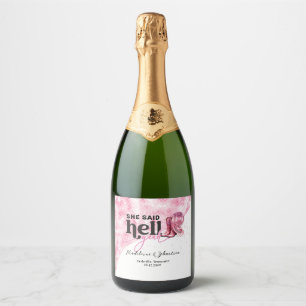 Étiquettes Pour Bouteilles De Vin Mousseux Elle A Dit Enfer Ouais Rose Western Booth Casquett