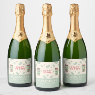 Étiquettes Pour Bouteilles De Vin Mousseux Elle est prête à éclore Baby Shower Boho Kawaii So