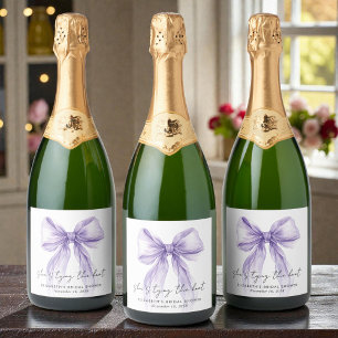Étiquettes Pour Bouteilles De Vin Mousseux Elle Noue Le Nœud Lavande Cadeau De Mariage