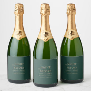 Étiquettes Pour Bouteilles De Vin Mousseux Emerald Green Elegant La nuit avant le Mariage