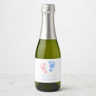 Étiquettes Pour Bouteilles De Vin Mousseux Empreintes de pied de bébé garçon et fille Jumeaux