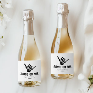 Étiquettes Pour Bouteilles De Vin Mousseux Enterrée de vie de jeune fille Rockstar Skeleton B