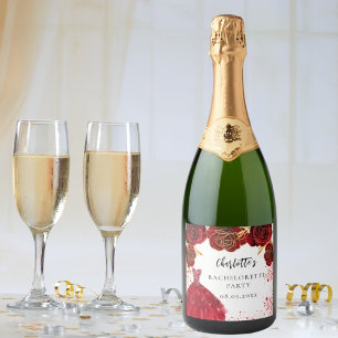 Étiquettes Pour Bouteilles De Vin Mousseux enterrement de vie de jeune fille robe rouge blanc
