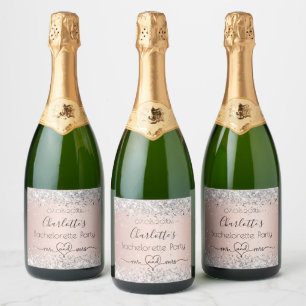 Étiquettes Pour Bouteilles De Vin Mousseux Enterrement de vie de jeune fille rose gold argent