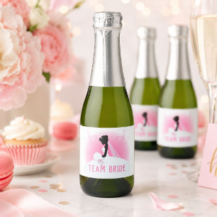 Étiquettes Pour Bouteilles De Vin Mousseux Enterrement de vie de jeune fille silhouette rose 