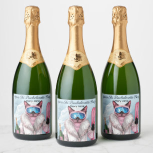 Étiquettes Pour Bouteilles De Vin Mousseux Enterrement de vie de jeune fille Ski Mariée sur l