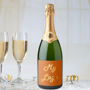 Étiquettes Pour Bouteilles De Vin Mousseux Entreprise d'image de logo orange brûlé