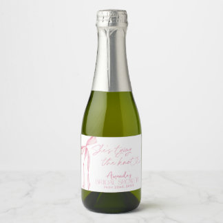 Étiquettes Pour Bouteilles De Vin Mousseux Étiquettes de Baby Shower 'Rubans Roses Elle Noue
