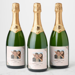 Étiquettes Pour Bouteilles De Vin Mousseux Étiquettes de bouteille de vin de mariage florales