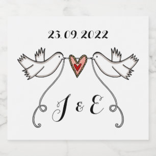 Étiquettes Pour Bouteilles De Vin Mousseux Étiquettes de bouteille Mariage Doves blanches per