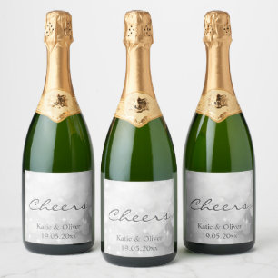 Étiquettes Pour Bouteilles De Vin Mousseux Étiquettes de bouteilles - Célébration Argent Étin