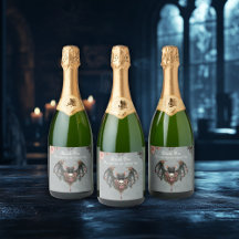 Étiquettes de vin de mariage chauve-souris gothiqu