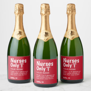 Étiquettes Pour Bouteilles De Vin Mousseux Fantastique Soins Infirmières Parti de Graduation 
