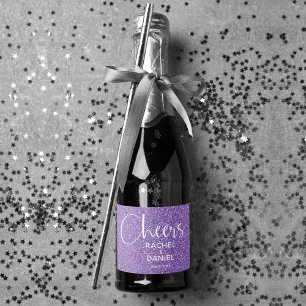 Étiquettes Pour Bouteilles De Vin Mousseux Faux PURPLE Mariage PARTIES SCINTILLANT Mini