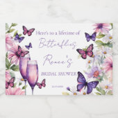 Étiquettes Pour Bouteilles De Vin Mousseux Faveurs de shower de mariage papillons violets (Étiquettes simples)