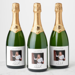 Étiquettes Pour Bouteilles De Vin Mousseux Félicitations à l'obtention du diplôme Photo Black