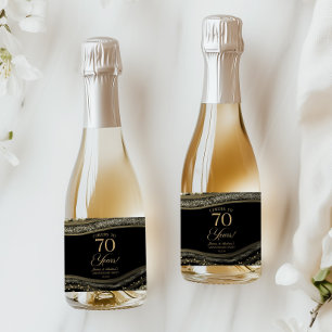 Étiquettes Pour Bouteilles De Vin Mousseux Fête d'anniversaire de mariage de 70 ans en Agate