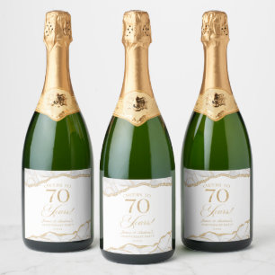 Étiquettes Pour Bouteilles De Vin Mousseux Fête d'anniversaire de mariage de 70 ans en Agate