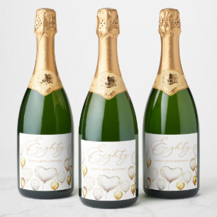 Étiquettes Pour Bouteilles De Vin Mousseux Fête d'anniversaire élégante avec ballons dorés po