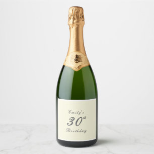 Étiquettes Pour Bouteilles De Vin Mousseux Fête d'anniversaire élégante moderne crème 30 ans